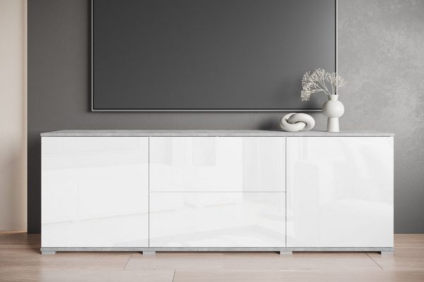 OTTO home Lowboard Kenia (1 St), 2 Türen, 2 Schubladen, Breite 180 cm, höhenverstellbare Einlegeböden