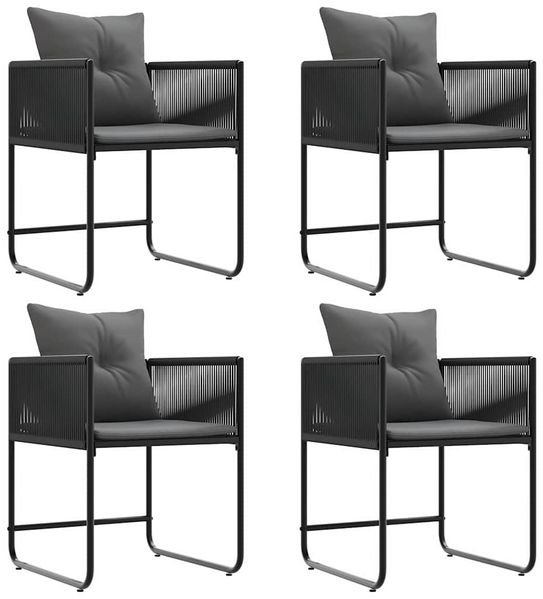 vidaXL Stuhl mit Kissen 4 pcs Schwarz und Anthrazit PE-Rattan 42003027 Bild 6