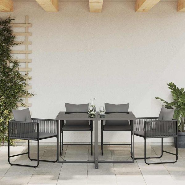 vidaXL Stuhl mit Kissen 4 pcs Schwarz und Anthrazit PE-Rattan 42003027
