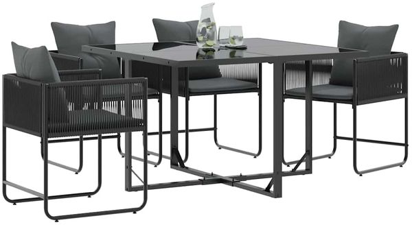 vidaXL Stuhl mit Kissen 4 pcs Schwarz und Anthrazit PE-Rattan 42003027 Bild 3