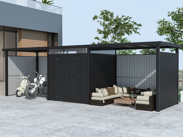 Metall Gerätehaus Style 4,45 m² Spar-Set 4 Anthrazit