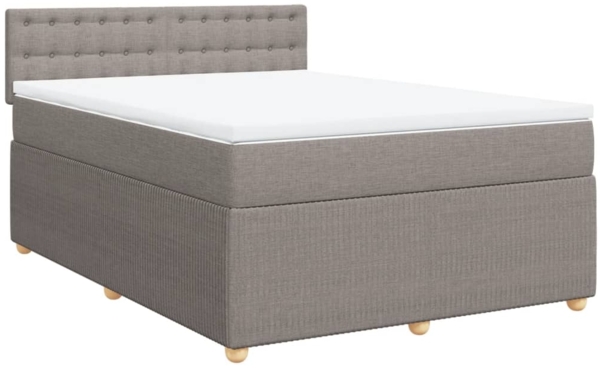 vidaXL Boxspringbett mit Matratze Taupe 160x200 cm Stoff 3287525