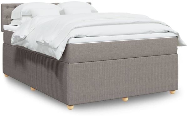 vidaXL Boxspringbett mit Matratze Taupe 160x200 cm Stoff 3287525