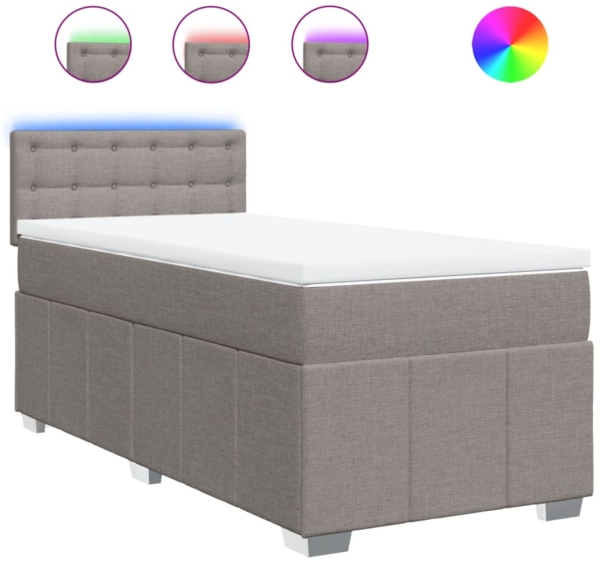 vidaXL Boxspringbett mit Matratze Taupe 80x200 cm Stoff 3289213
