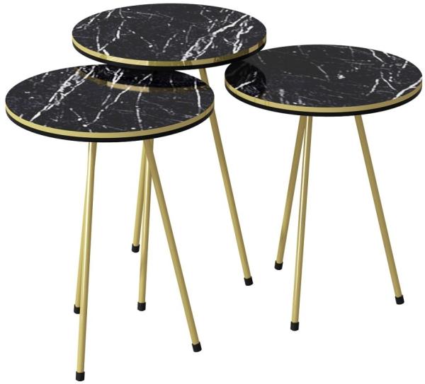 Beistelltisch 3er Set Marmoroptik Schwarz 21716146
