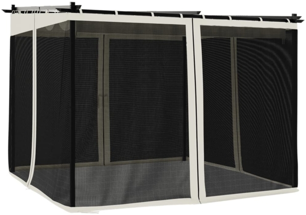 vidaXL Pavillon mit Netzwände, Metall/Polyester Creme, 3x3 m