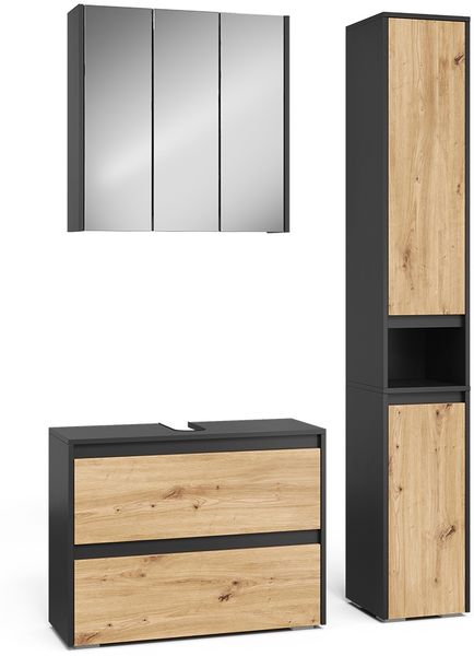 Badmöbel-Set Majest Anthrazit/Artisan 3 Teile Vicco