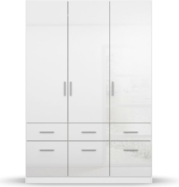 Drehtürenschrank Chile / Celle, Holzwerkstoff, Weiß, 136 x 197 x 117 cm Bild 2