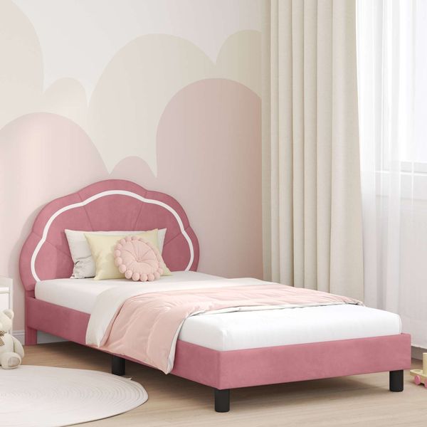 vidaXL Kinderbettgestell mit Kopfteil Rosa 80 x 200 cm Samt 42010911