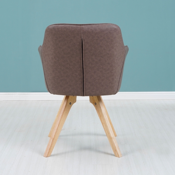 Armlehnstuhl, Kunstlederbezug Braun, Eichenholz-Gestell HELLA 70680429 Bild 6