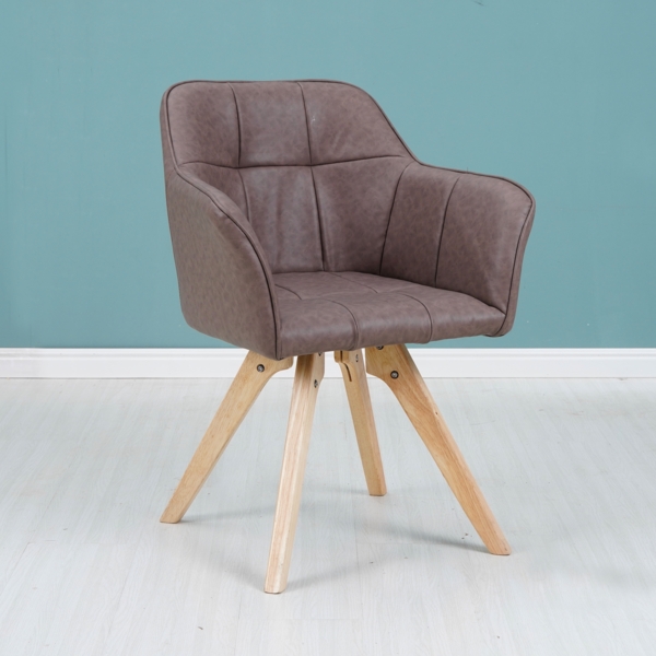 Armlehnstuhl, Kunstlederbezug Braun, Eichenholz-Gestell HELLA 70680429 Bild 3