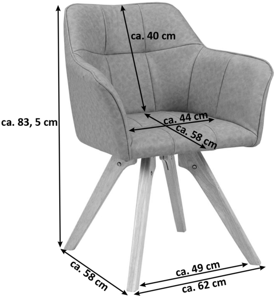 Armlehnstuhl, Kunstlederbezug Braun, Eichenholz-Gestell HELLA 70680429 Bild 2