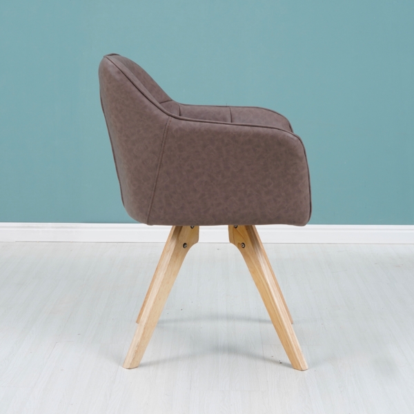 Armlehnstuhl, Kunstlederbezug Braun, Eichenholz-Gestell HELLA 70680429 Bild 5