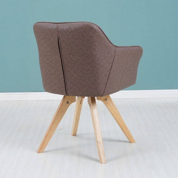 Armlehnstuhl, Kunstlederbezug Braun, Eichenholz-Gestell HELLA 70680429 Bild 4