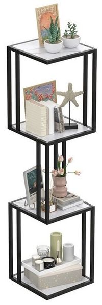 JEOBEST Standregal Aufbewahrungsregal Bücherregal, Pflanzenständer, 4 Ablagen Regal, Industriestil, Stabiler Metallrahmen Bild 4