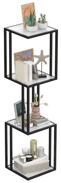 JEOBEST Standregal Aufbewahrungsregal Bücherregal, Pflanzenständer, 4 Ablagen Regal, Industriestil, Stabiler Metallrahmen Bild 5