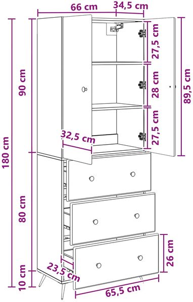 vidaXL Schrankset 2 pcs Sonoma-Eiche 66 x 34,5 x 90 cm Holzwerkstoff 3416882 Bild 8