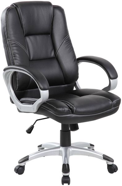 Dmora Stuhl mit Rädern Iolanda, Chefsessel mit Armlehnen, Ergonomischer Bürostuhl, 69x63h105/116 cm, Schwarz