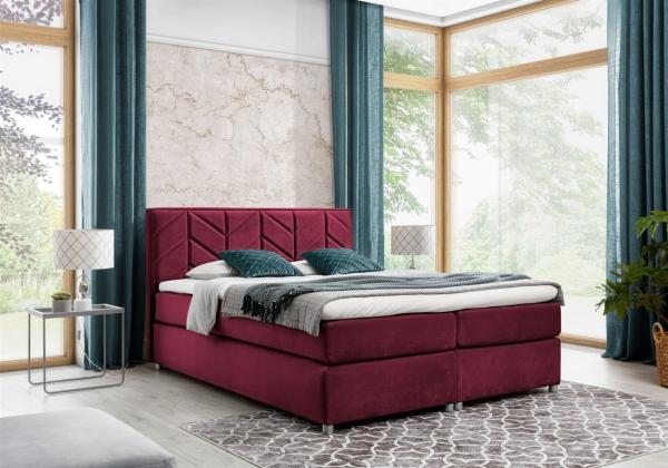 Boxspringbett Schlafzimmerbett Bett BARTOLO DELUX Stoff Bordeaux 120x200cm