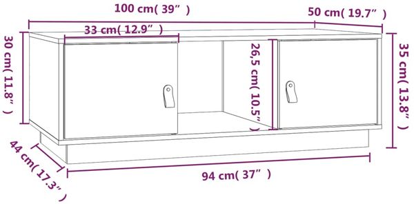 vidaXL Couchtisch Grau 100x50x35 cm Massivholz Kiefer 818267 Bild 10