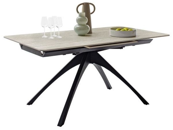 CERRITO Auszugstisch - Beige-marmoriert / Schwarz-matt-lackiert Bild 9