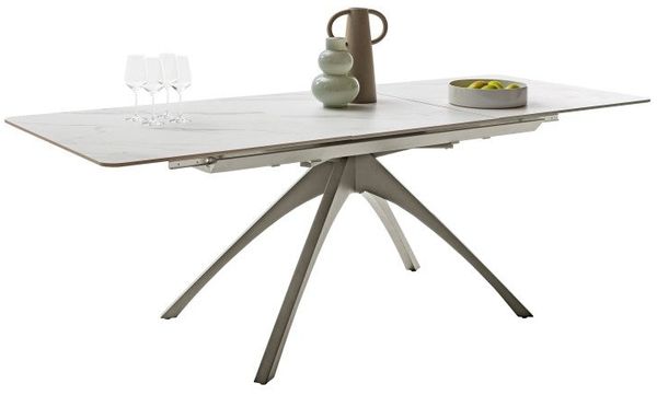 CERRITO Auszugstisch - Beige-marmoriert / Schwarz-matt-lackiert Bild 4