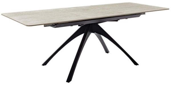 CERRITO Auszugstisch - Beige-marmoriert / Schwarz-matt-lackiert