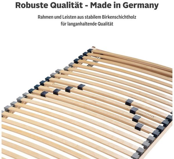 Lattenrost Randsfjord, 90x200, 140x200 cm und weiteren Größen, Älgdröm, Kopfteil manuell verstellbar, Fußteil nicht verstellbar, Lattenrost für alle Matratzen, langlebig, ergonomisch, 7-Zonen