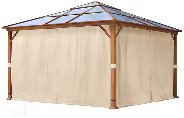 TOOLPORT 4 Seitenteile für Gartenpavillon Forest Deluxe 4x4 m - Polyester ca. 180 g/m² - mit Reißverschluss - champagner