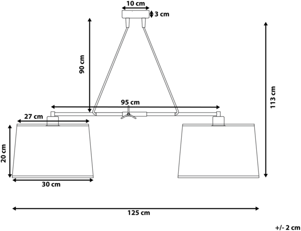 'Fucino' Hängeleuchte Weiß Metall 2-flammig Stoffschirme in Trommelform Minimalistisches Design Vintage Stil für Wohn- Schlaf- und Esszimmer Bild 2