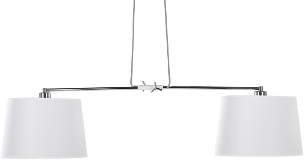 'Fucino' Hängeleuchte Weiß Metall 2-flammig Stoffschirme in Trommelform Minimalistisches Design Vintage Stil für Wohn- Schlaf- und Esszimmer Bild 4