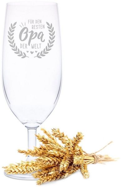 GRAVURZEILE Bierglas Leonardo Bierglas mit Gravur - Für den besten Opa der Welt, Glas, Geschenk für Großvater zum Geburtstag