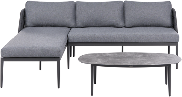 Garten Ecksofa mit Tisch 3-Sitzer LEFFE rechtsseitig Metall Grau