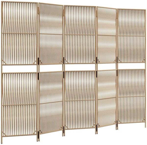 vidaXL Paravent 5-tlg. Beige Poly Rattan 365383 Bild 2