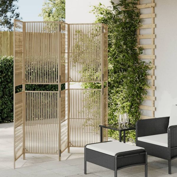 vidaXL Paravent 5-tlg. Beige Poly Rattan 365383