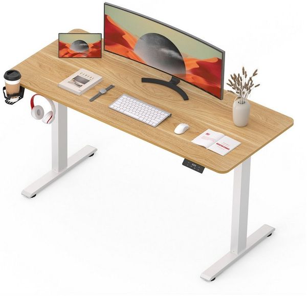 SANODESK Schreibtisch Elektrisch höhenverstellbarer Schreibtisch (inkl. vielseitigem Zubehör, 2-Fach-Teleskop mit Memory-Steuerung & Anti-kollisionssystem), schnelle Montage, Max. Load: 100 KG, verschiedene Größen zur Auswahl
