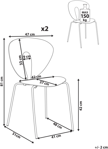Esszimmerstuhl 2er Set TRACY Schwarz Bild 2