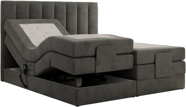 Boxspringbett mit elektrisch verstellbaren Matratzen, zwei Bettkästen und einem Topper - COMFORTO - 200 x 200 cm - Dunkelgrau Velvet - H3 Bild 4