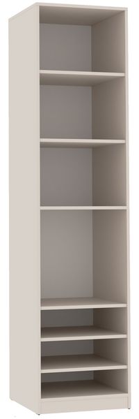 Marmex Möbel TRES 05C Hochregal mit Einlegeböden, offener Kleiderschrank mit Ablagen für Kleidung, Schuhe, laminierte Spanplatte, graubeige cashmere, 50x206x51 cm