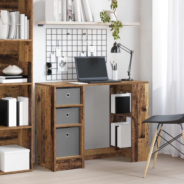 vidaXL Schreibtisch mit Regal Altholz 100 x 40 x 75 cm Holzwerkstoff 8000458
