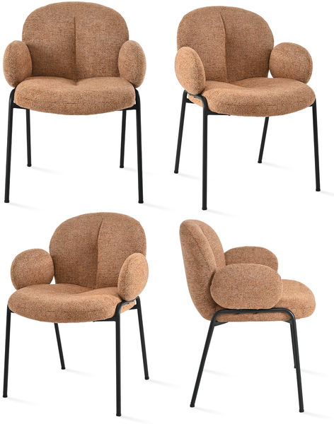 GOEURVANT 1235 Esszimmerstühle 4er-Set, Polsterstühle, Chenille - Orange