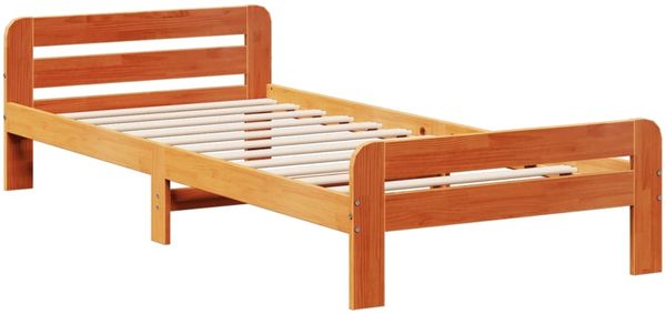 vidaXL Massivholzbett ohne Matratze Wachsbraun 75x190 cm Kiefernholz 3309064 Bild 5