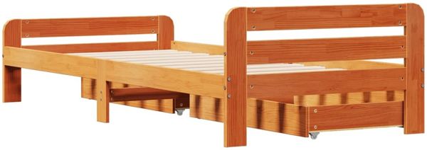 vidaXL Massivholzbett ohne Matratze Wachsbraun 75x190 cm Kiefernholz 3309064 Bild 8