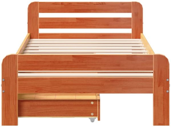 vidaXL Massivholzbett ohne Matratze Wachsbraun 75x190 cm Kiefernholz 3309064 Bild 4