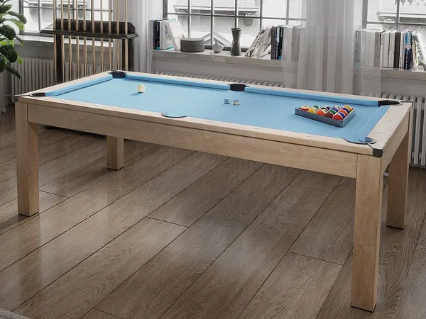 Vente-unique 'BALTHAZAR' Multifunktionstisch Billard & Tischtennis, MDF blau, - 213 x 112 x 81,5 cm