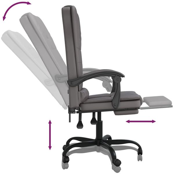 vidaXL Bürostuhl mit Massagefunktion Grau Kunstleder, Drehbar [349669] Bild 8
