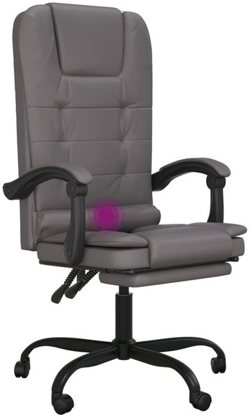 vidaXL Bürostuhl mit Massagefunktion Grau Kunstleder, Drehbar [349669] Bild 9