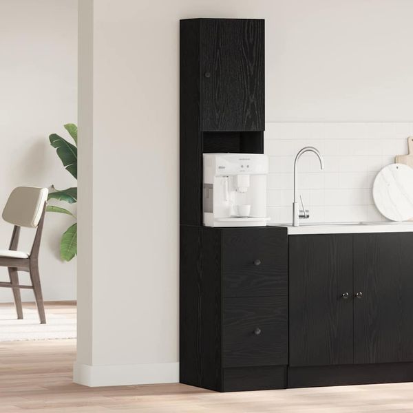 vidaXL Küchenbuffet mit Regal Schwarz Eichen-Optik 32 x 50 x 180 cm 871379