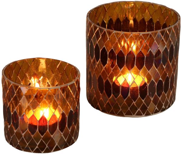 Marokkanisches Mosaik Windlicht Rayan Gelb 2 er Set