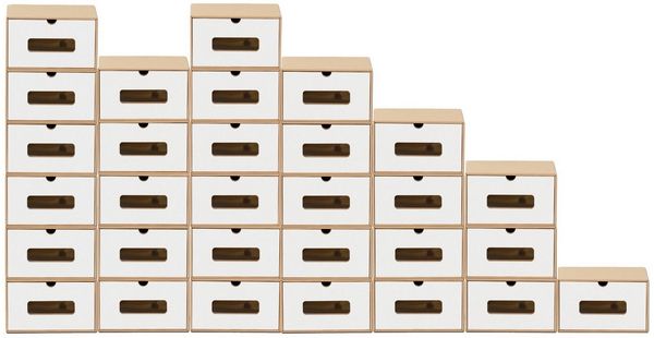 BigDean 30x Schuhaufbewahrung BRAUN/Weiss mit Sichtfenster Aufbewahrungsbox Stapelbar Storage Box Schuhbox Schuhkarton Schuhschachtel Allzweckbox Schublade Pappe aus Kraftpapier